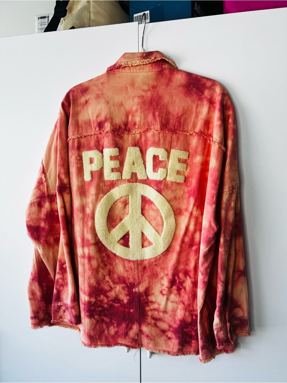 Davi & Dani Tie-Dye Peace Jacket - coral tie dye